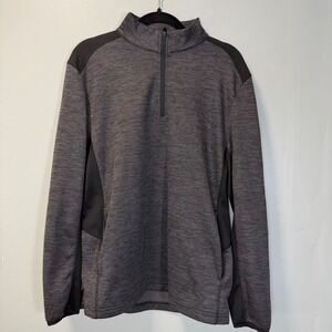 Pro Tour Mens Quarter Zip Fleece Pullover Gray Black Size M BK3307 Activewear